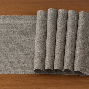 Woven Vinyl Kitchen Dining Place Mats Heat Resistant Non Slip Washable Table Mats For Home Restaurant Six Pieces