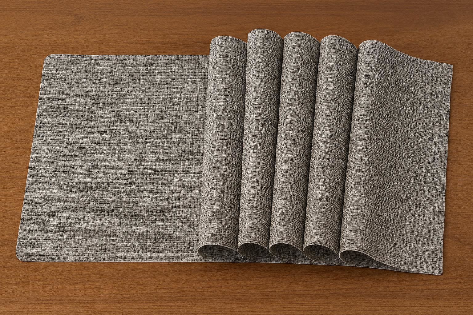Woven Vinyl Kitchen Dining Place Mats Heat Resistant Non Slip Washable Table Mats For Home Restaurant Six Pieces - Image 1