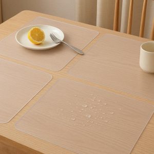 Clear Non Slip Silicone Kitchen Place Mats Waterproof Heat Resistant Dining Table Protectors Washable Baking Pastry Mats