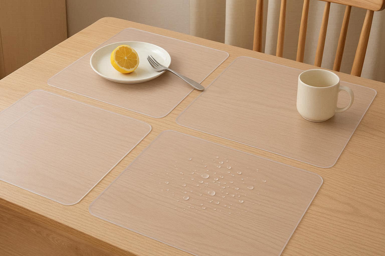 Clear Non Slip Silicone Kitchen Place Mats Waterproof Heat Resistant Dining Table Protectors Washable Baking Pastry Mats - Image 1