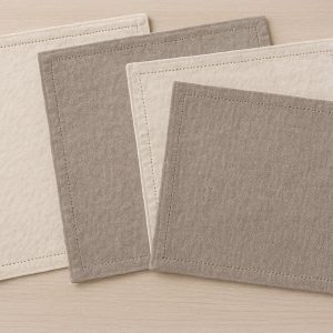 Reversible Cotton Linen Blended Place Mats Soft Breathable Kitchen Table Mats With Elegant Stitched Edges Set Of Four