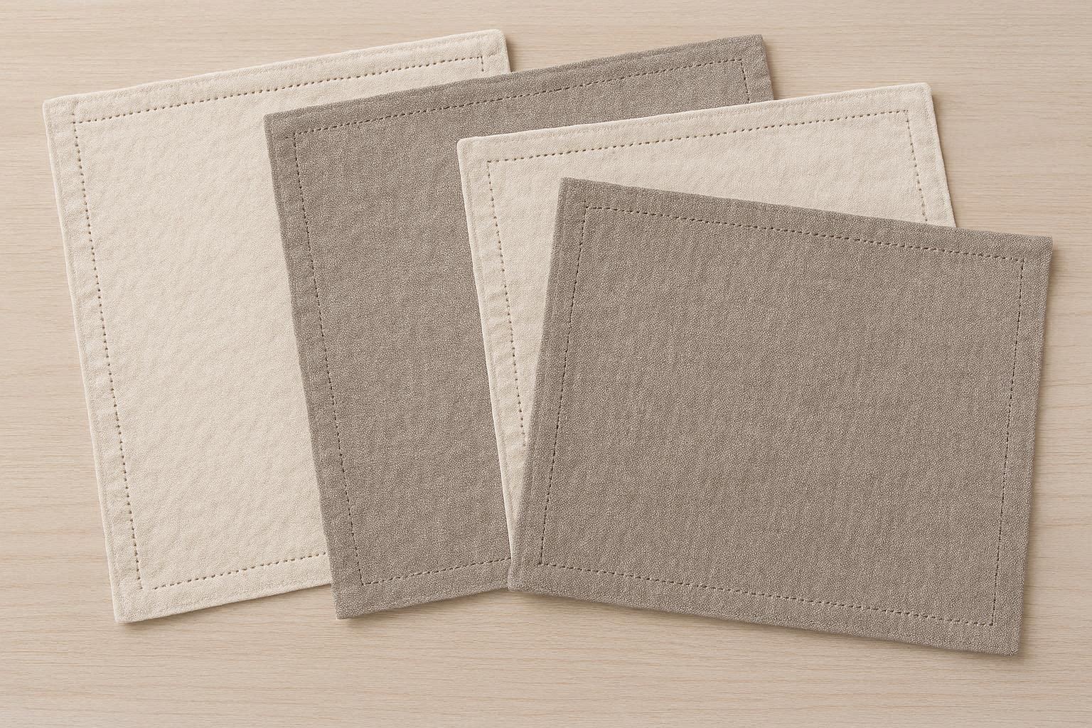 Reversible Cotton Linen Blended Place Mats Soft Breathable Kitchen Table Mats With Elegant Stitched Edges Set Of Four - Image 1