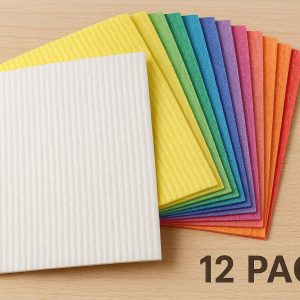 Reusable Swedish Cellulose Dishcloths Highly Absorbent Kitchen Sponge Cloths Washable Wiping Rags For Counters Twelve Pack