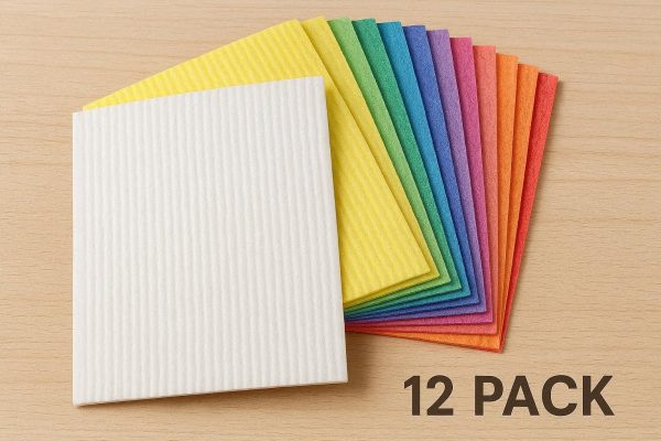 Reusable Swedish Cellulose Dishcloths Highly Absorbent Kitchen Sponge Cloths Washable Wiping Rags For Counters Twelve Pack