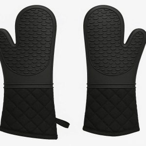 Heavy Duty Silicone Kitchen Oven Mitts Non Slip Heat Resistant Baking Gloves For Grilling And Cooking Two Pieces
