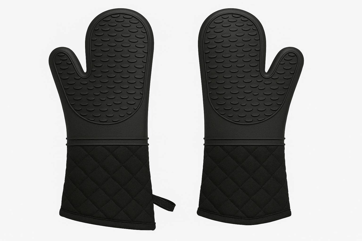 Heavy Duty Silicone Kitchen Oven Mitts Non Slip Heat Resistant Baking Gloves For Grilling And Cooking Two Pieces - Image 1