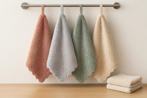 Thick Coral Fleece Kitchen Hand Towels Hanging Loop Absorbent Dish Cloths Ultra Soft Coral Velvet Wiping Rags