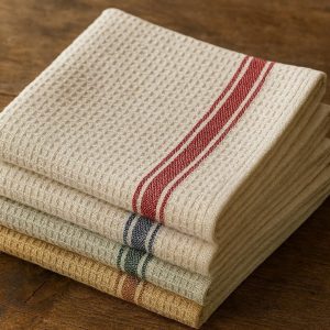 Classic Waffle Weave Cotton Dish Towels Vintage Style Absorbent Kitchen Cleaning Cloths Durable Glassware Wiping Rags
