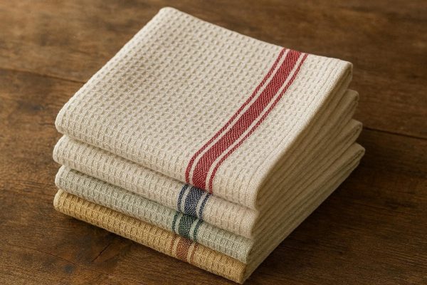 Classic Waffle Weave Cotton Dish Towels Vintage Style Absorbent Kitchen Cleaning Cloths Durable Glassware Wiping Rags