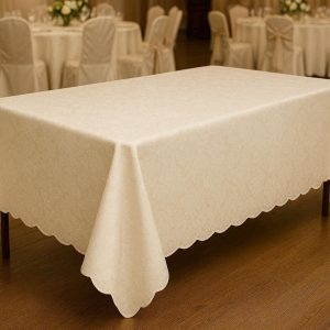 Elegant Jacquard Damask Tablecloth Stain Resistant Wrinkle Free Polyester Table Cover For Formal Wedding Banquets Reception