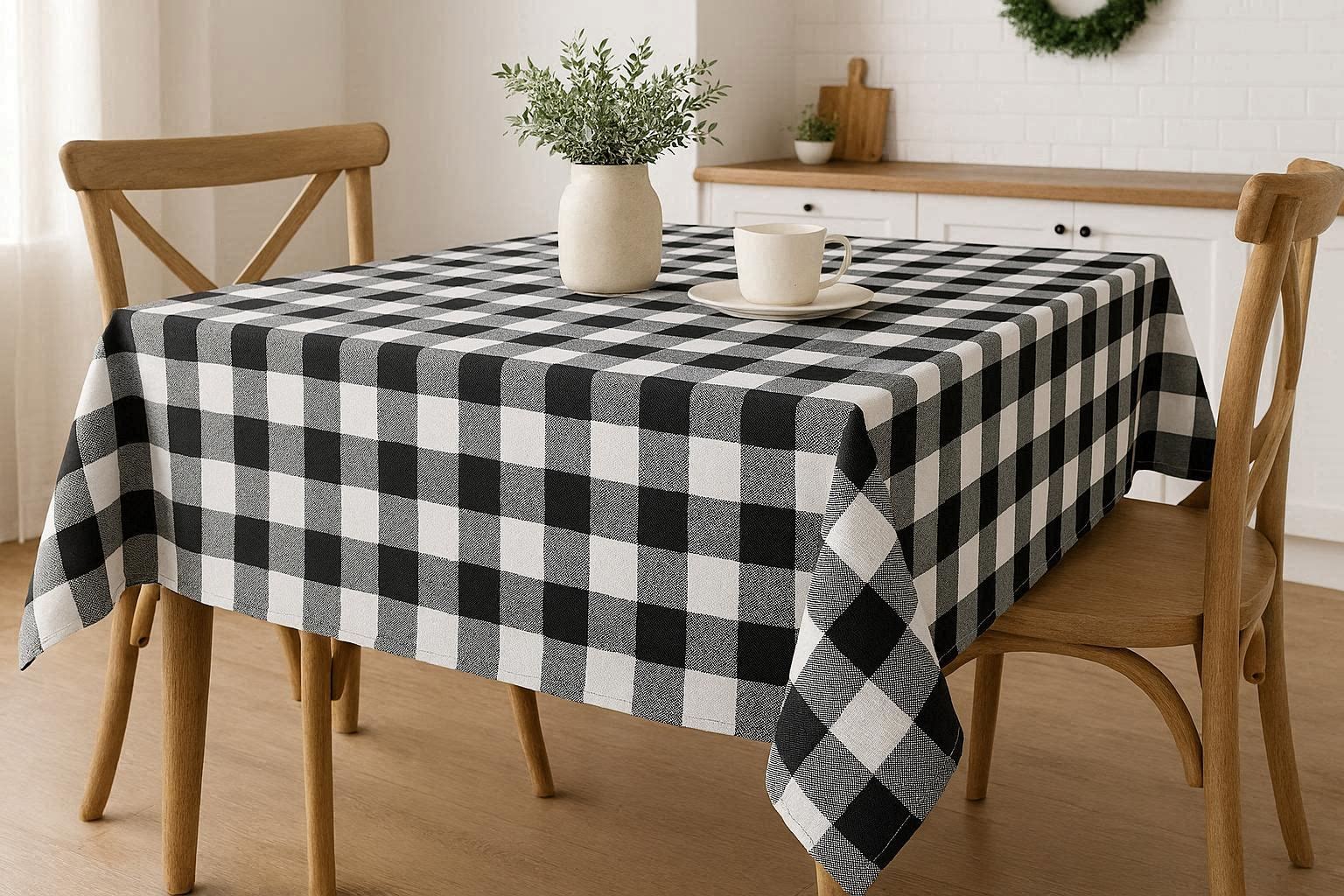 Modern Buffalo Plaid Checkered Tablecloth Washable Polyester Fabric Gingham Table Cover For Farmhouse Kitchen Holiday - Image 1