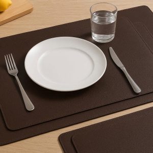 Washable Faux Leather Place Mats Heat Resistant Waterproof Kitchen Dining Table Mats Non Slip Stain Resistant Set